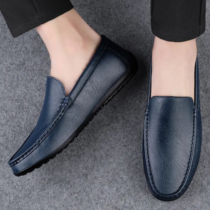 Soft Leather Loafers For Men Easy Slip On Flat Casual Shoes