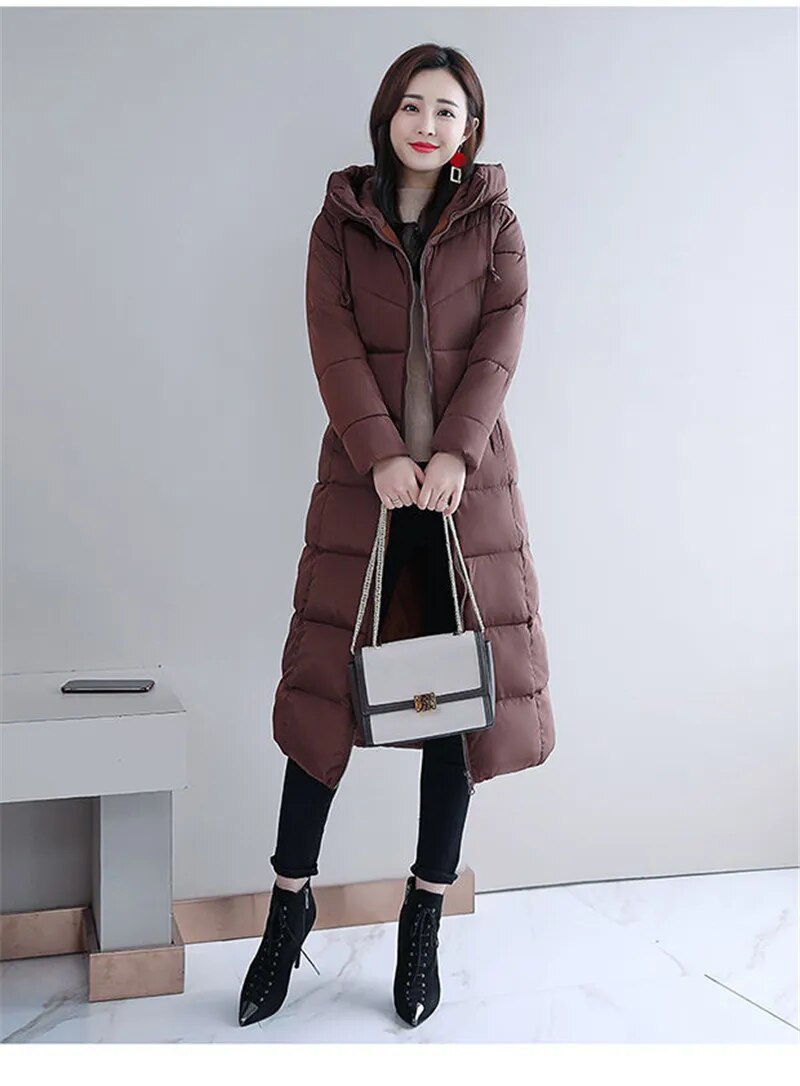 Long Straight Winter Coat Casual Slim Removable Hoodie Plus Size Available