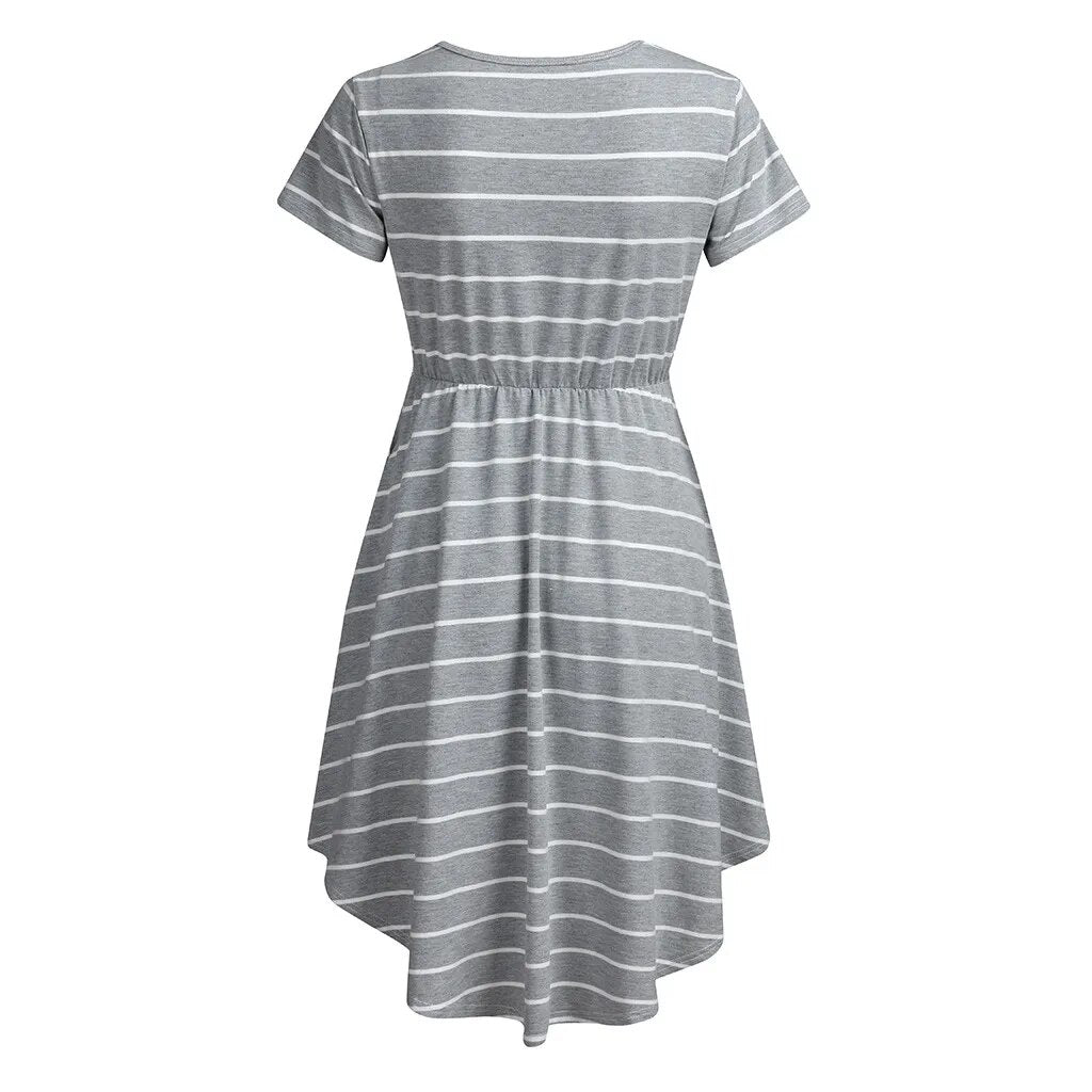 Maternity Striped Patchwork Dress with nursing pull out