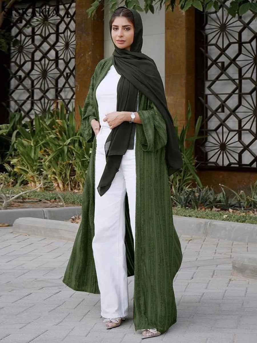 Light Abaya Solid Striped Retro Middle Eastern Saudi Style