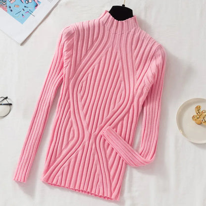 Knitted Pullover Short Turtleneck Slim Chic Long Sleeve Sweaters