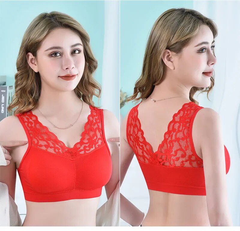 Seamless Wire Free Push Up Lace Bra With Pads