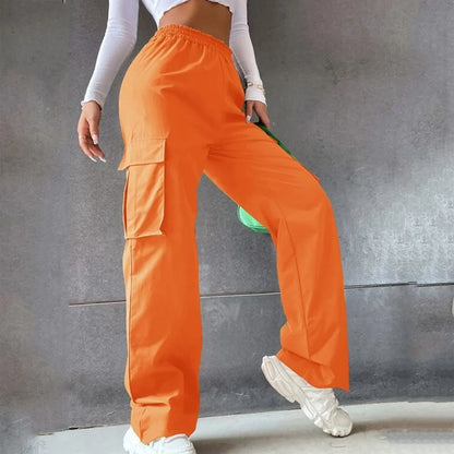 Pockets Casual Elastic Waist Loose Cargo Pants