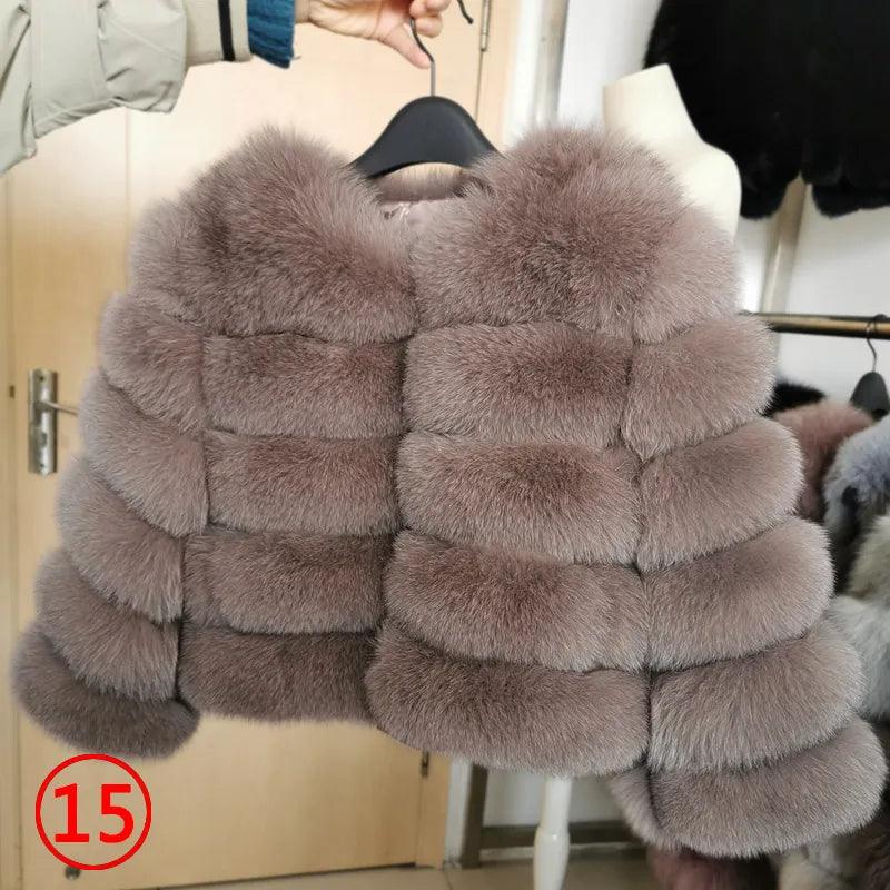 Real Fox Fur Coat Women Winter Warm Luxury Fur Jacket Plus