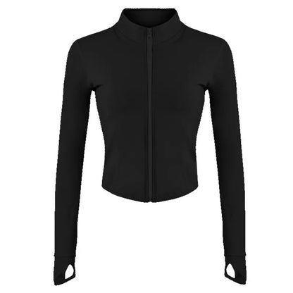 Tracksuit Jacket Slim Fit Long Sleeved Yoga Tops With Thumb Holes