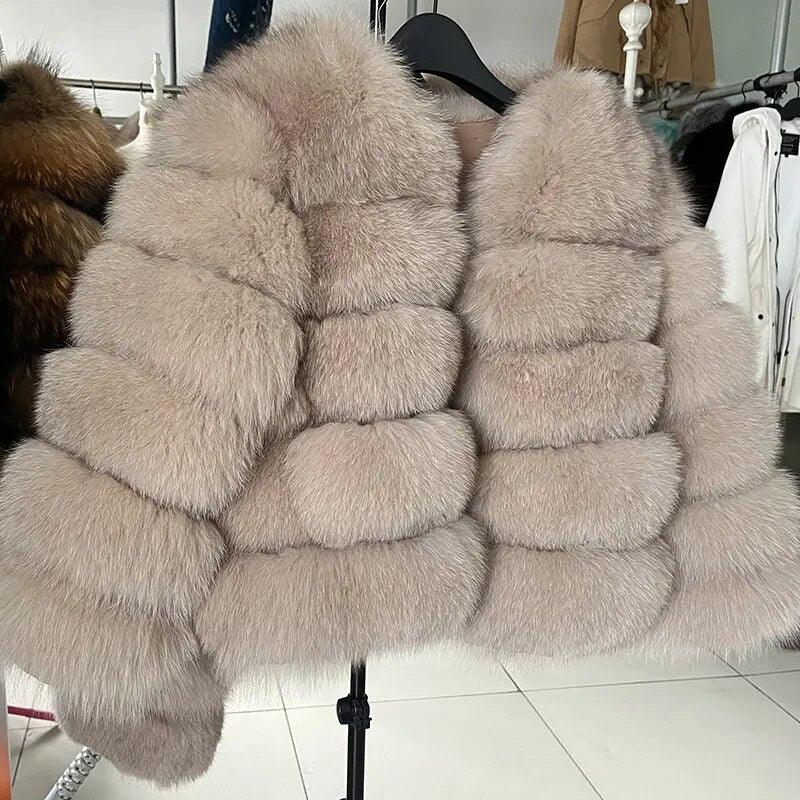 Real Fox Fur Coat Women Winter Warm Luxury Fur Jacket Plus