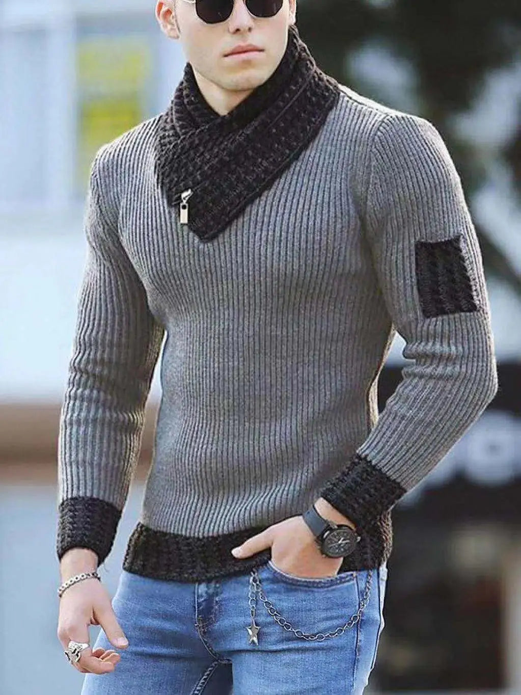 Men Casual Style Wool Turtleneck Warm Cotton Sweaters