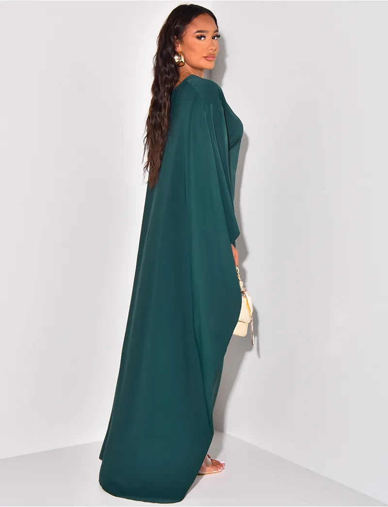 Elegant Round Neck High Waist Loose Modern Abaya