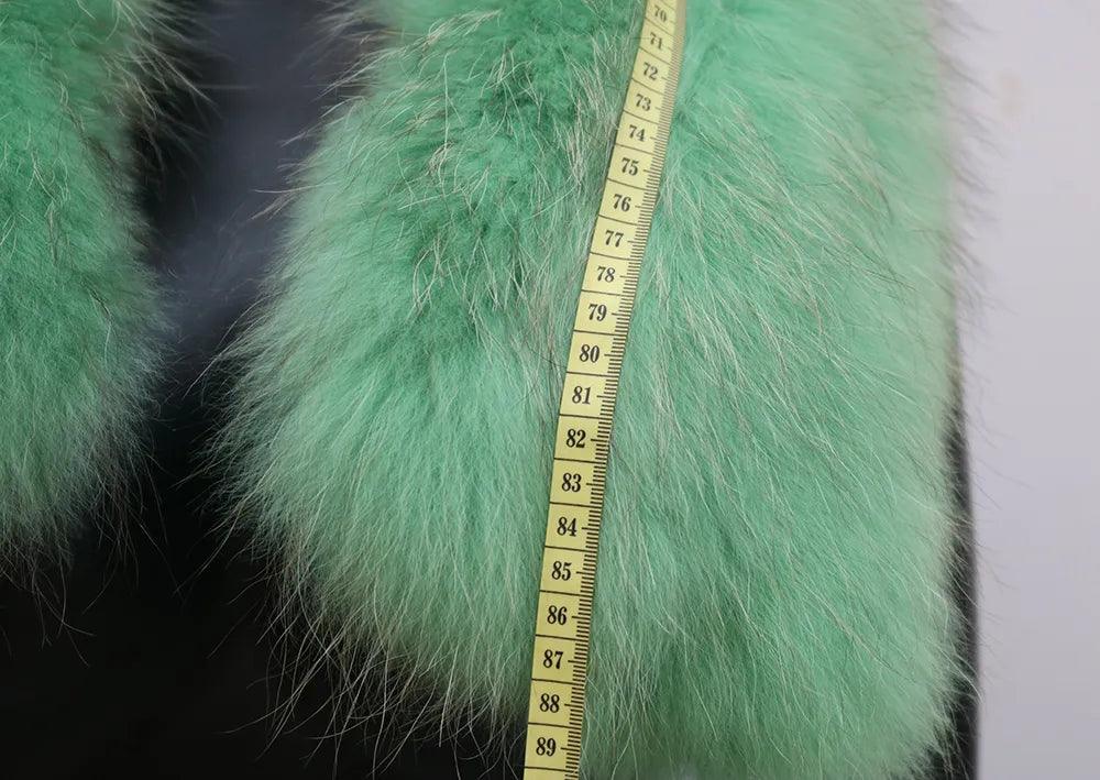 Real Raccoon Fur Collar Short Female Parkas Thick Warm Down Coat