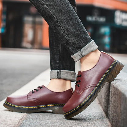 Thick Translucent Bottom Leather Casual Lace Up Men Shoes