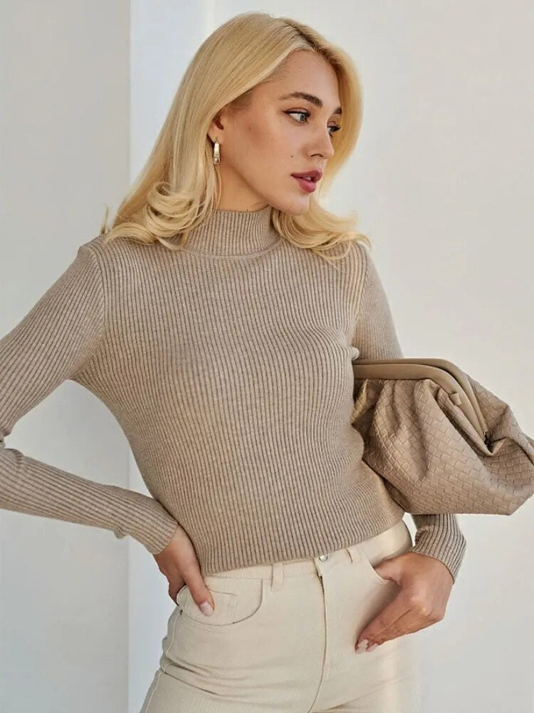 Short Turtleneck Sweaters Slim Pullover Knitted Soft Warm