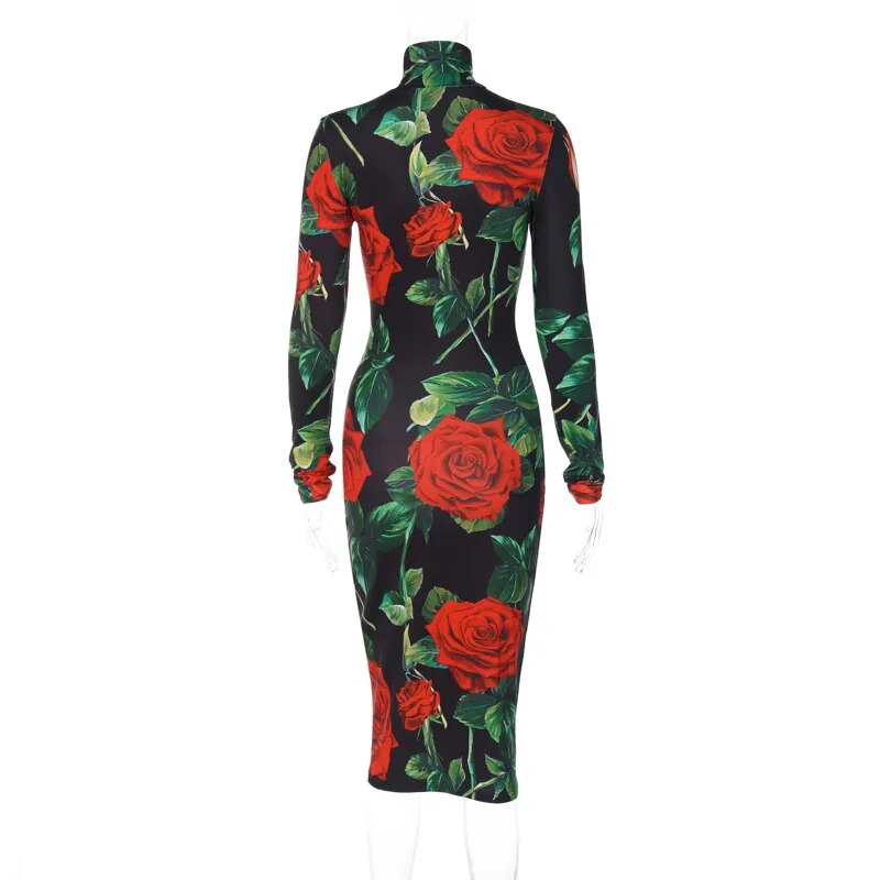 Long Sleeve Bodycon Floral Dress