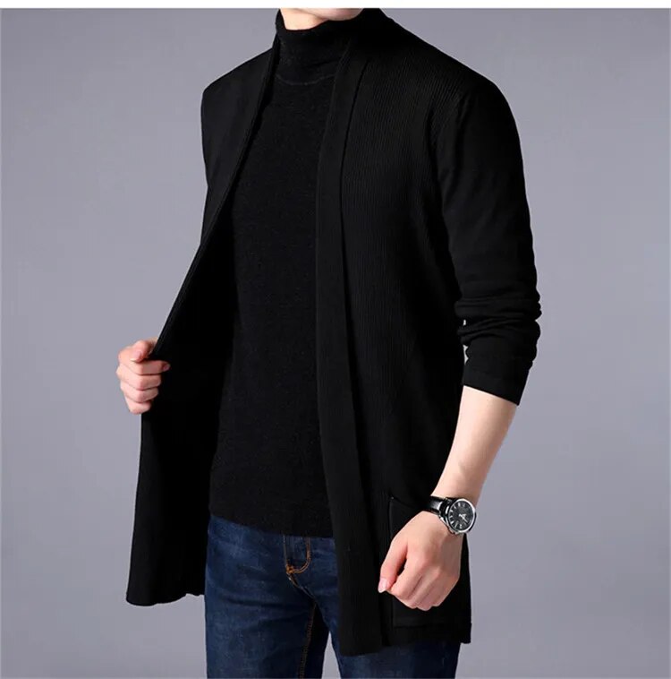 Men's Casual Hooded Knited Large Size Cardigan Long Sleeve