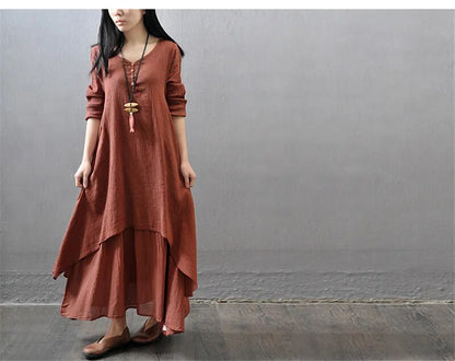 Linen Maternity Plus Size Dress 2 PCS