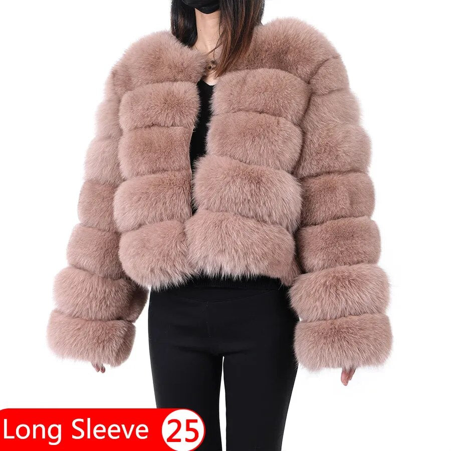 Real Fox Fur Coat Women Winter Warm Luxury Fur Jacket Plus