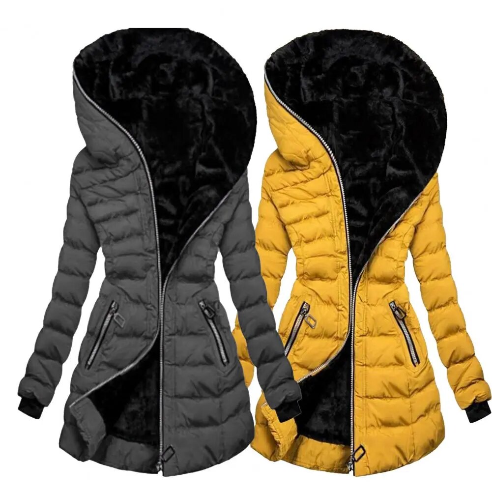 Hooded Quilted Long Winter Coat