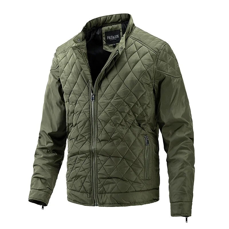 Winter Men's Light Thin Cotton Diamond Pattern Casual Jacket