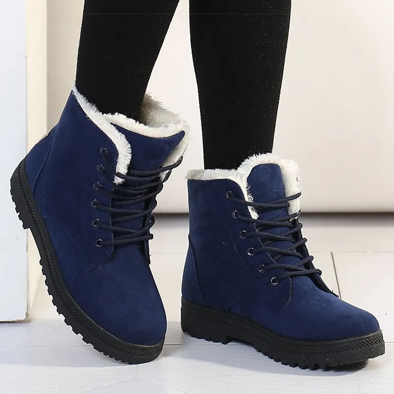 Winter Fur Low Heel Snow Ankle Boots