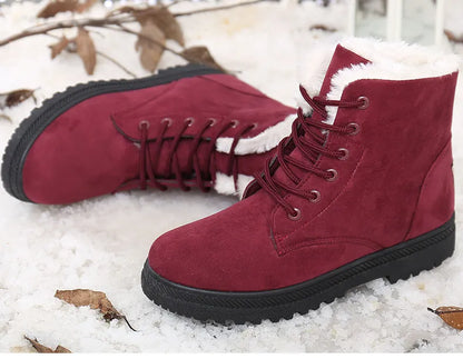 Winter Fur Low Heel Snow Ankle Boots