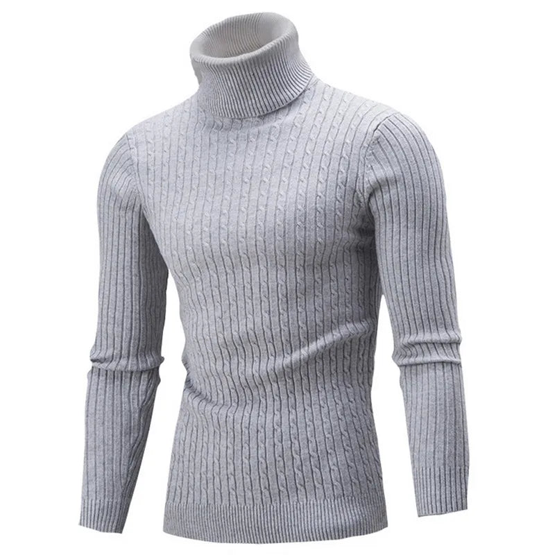 Men's Warm Sweater Long Sleeve Turtleneck Knitted Pullover