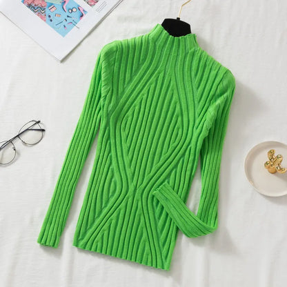 Knitted Pullover Short Turtleneck Slim Chic Long Sleeve Sweaters