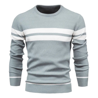 Men's Sweater O-neck Patchwork Long Sleeve Warm Slim Fit Casual