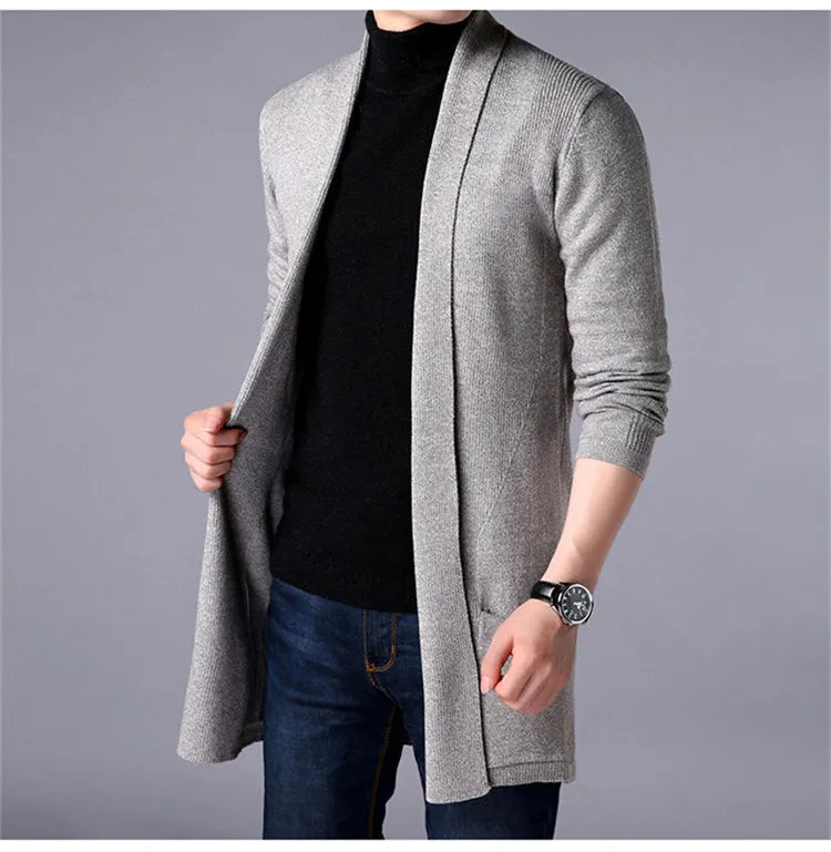 Men's Casual Hooded Knited Large Size Cardigan Long Sleeve