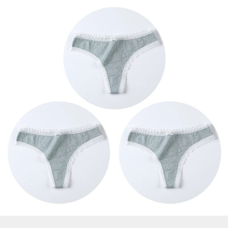 3 PACK Cotton Women G-String Underwear Thong Low Rise