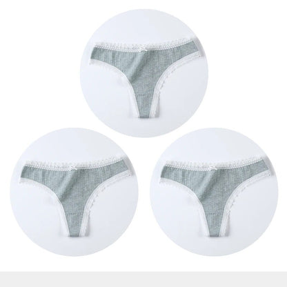 3 PACK Cotton Women G-String Underwear Thong Low Rise