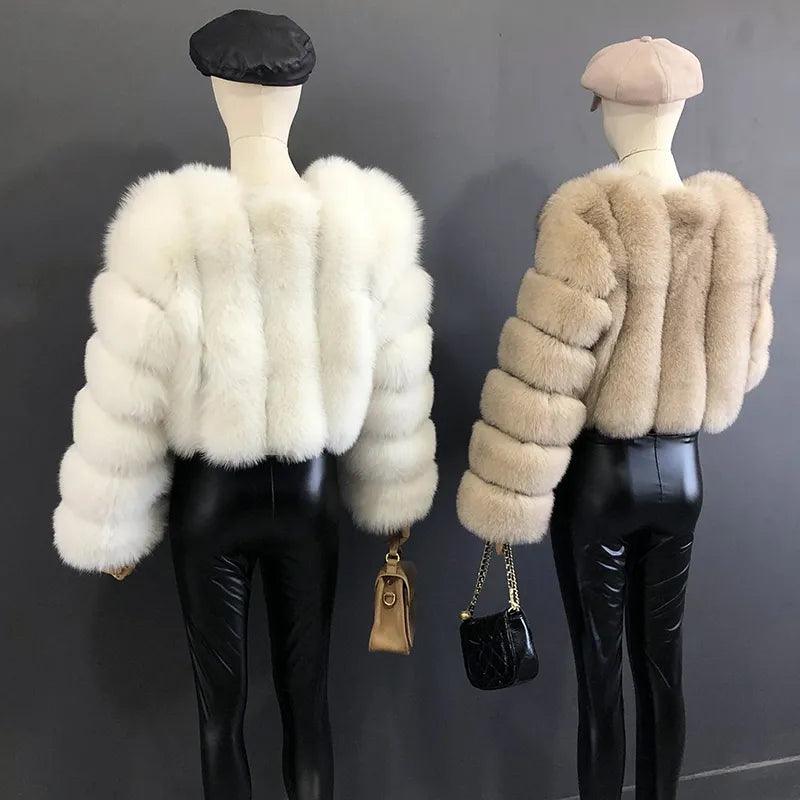 Fox Fur Jacket Short Style Clothing Full Length Sleeve Coat