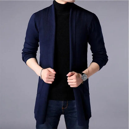 Men's Casual Hooded Knited Large Size Cardigan Long Sleeve