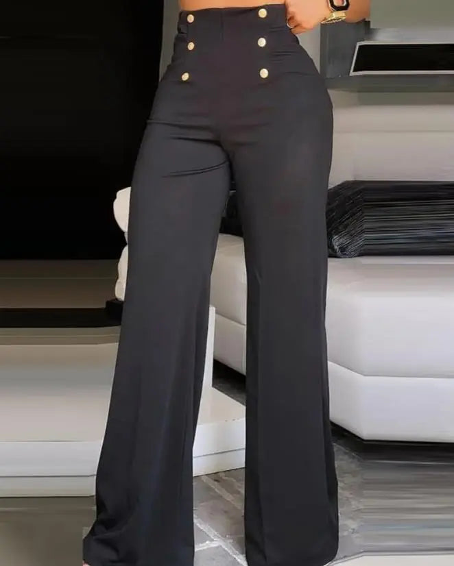 Elegant High Waist Wide Leg Bootcut Pants