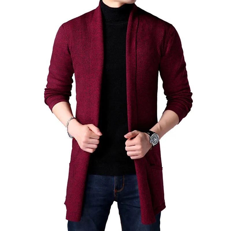 Men's Casual Hooded Knited Large Size Cardigan Long Sleeve