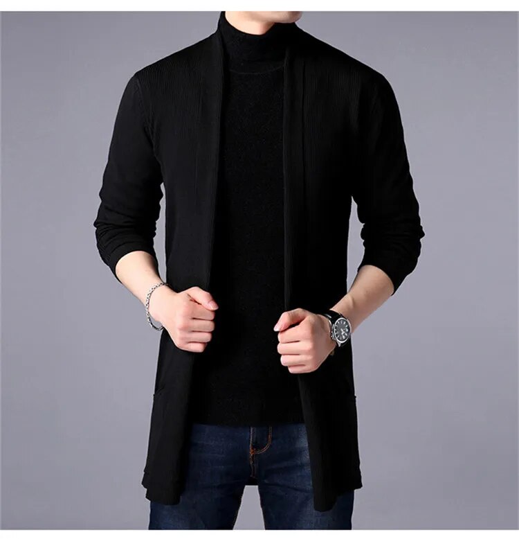 Men's Casual Hooded Knited Large Size Cardigan Long Sleeve