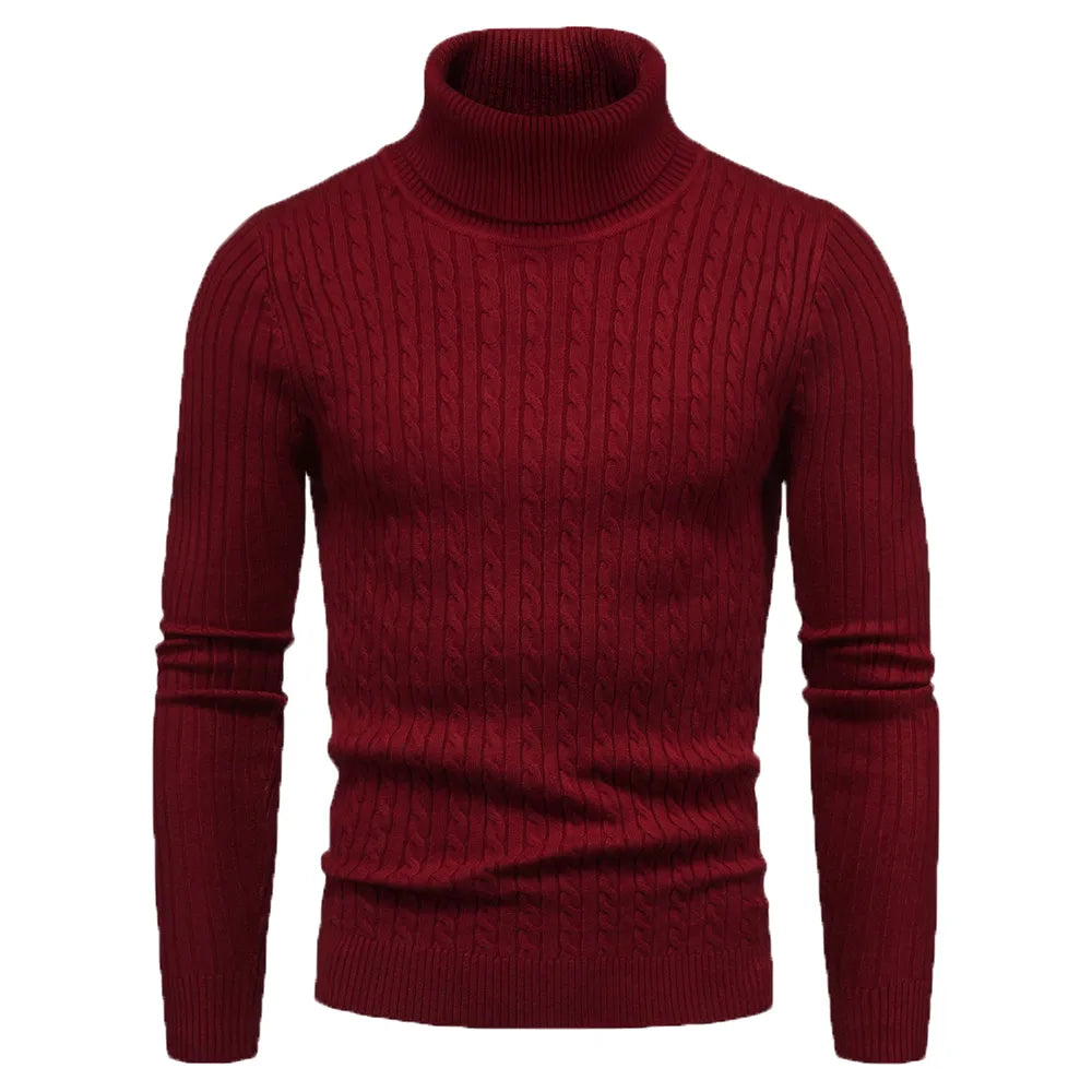 Men Turtleneck Sweater Warm Pullover Knitted