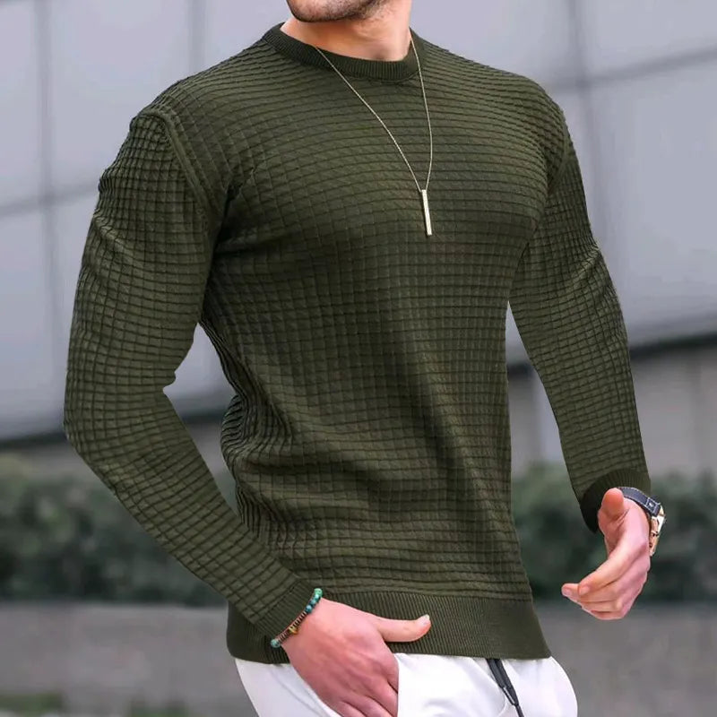 Men's Cotton Casual Long sleeve Slim Fit Knitted Sweater O-Neck