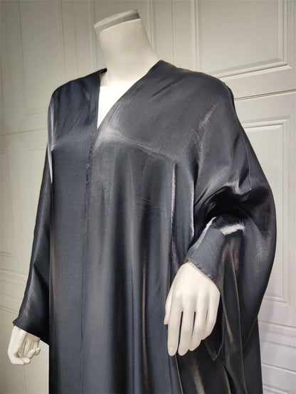 Stunning Modest Moroccan Style Casual Open Abaya Silk Satin