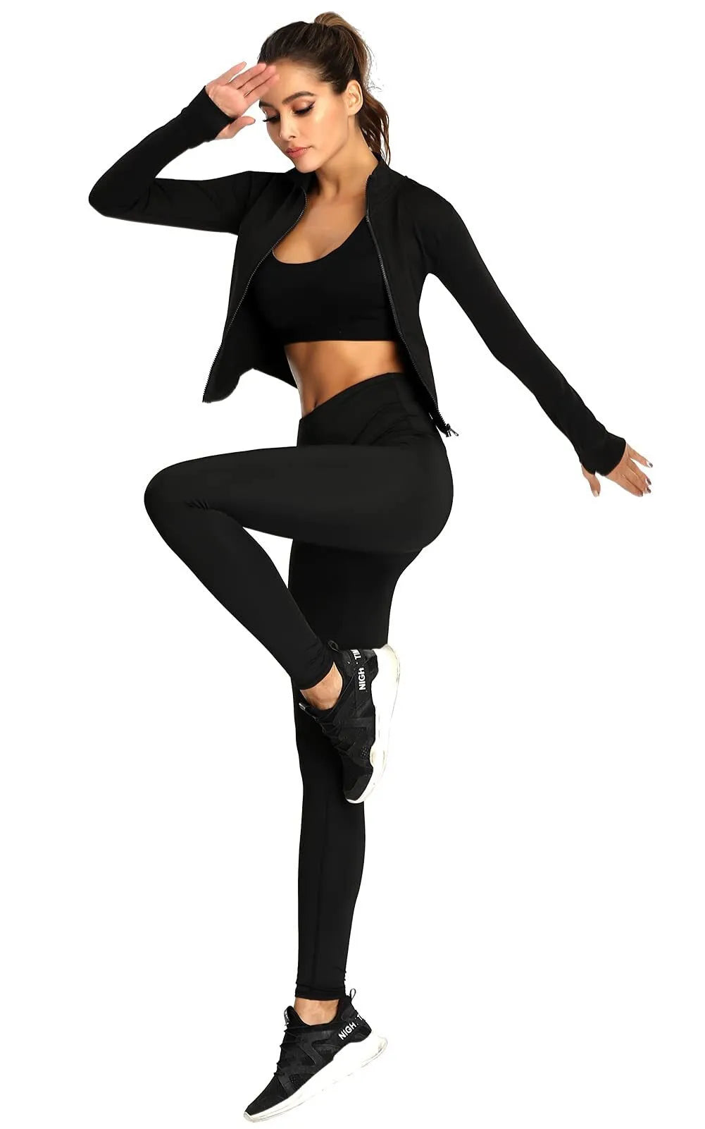 Tracksuit Jacket Slim Fit Long Sleeved Yoga Tops With Thumb Holes