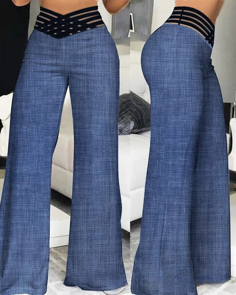 Elegant High Waist Wide Leg Bootcut Pants