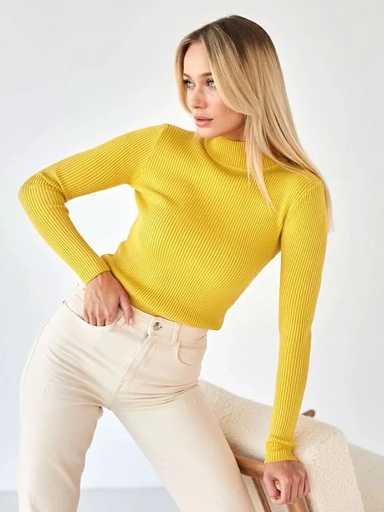 Short Turtleneck Sweaters Slim Pullover Knitted Soft Warm