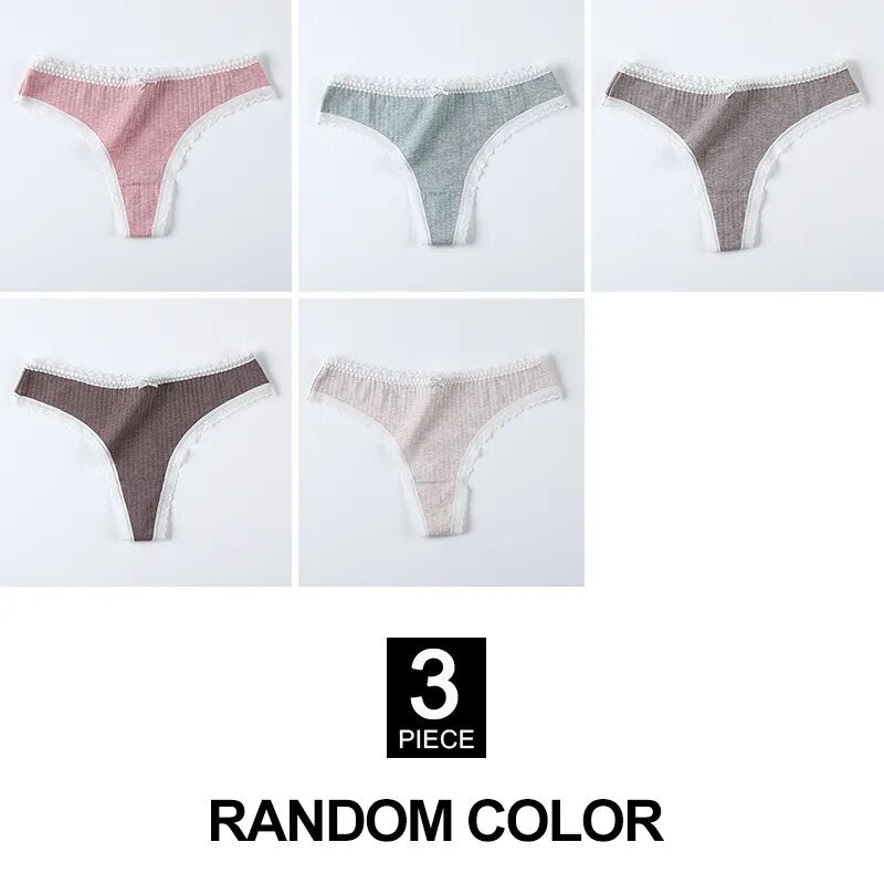 3 PACK Cotton Women G-String Underwear Thong Low Rise