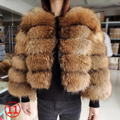 Real Fox Fur Coat Women Winter Warm Luxury Fur Jacket Plus