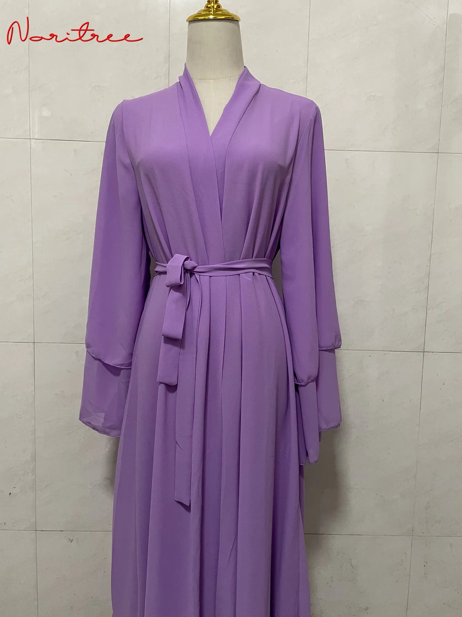 Chiffon Abaya Casual With Belt and Scarf