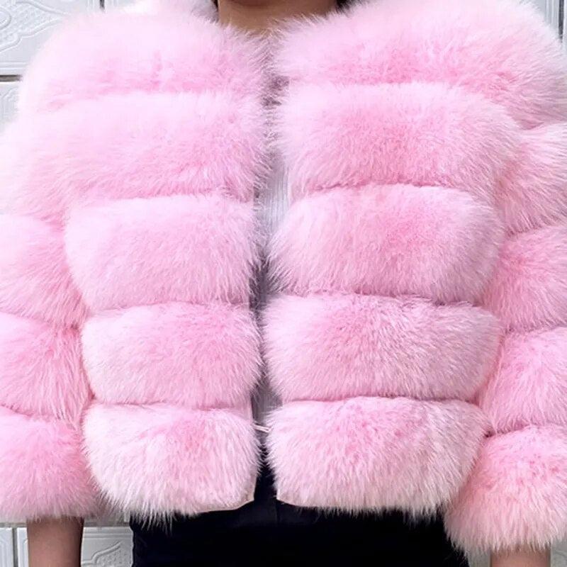 Fox Fur Jacket Short Style Clothing Full Length Sleeve Coat