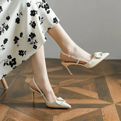 6cm Heels Heart Front Button Ankle Strap Pointy Toe