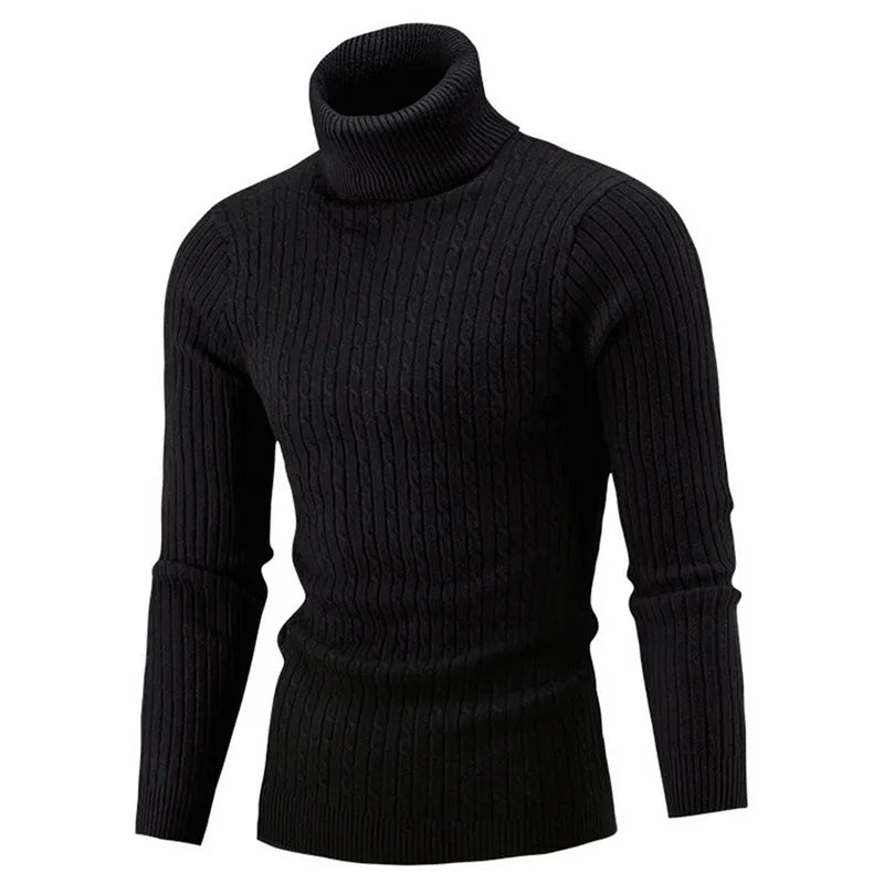 Men's Warm Sweater Long Sleeve Turtleneck Knitted Pullover