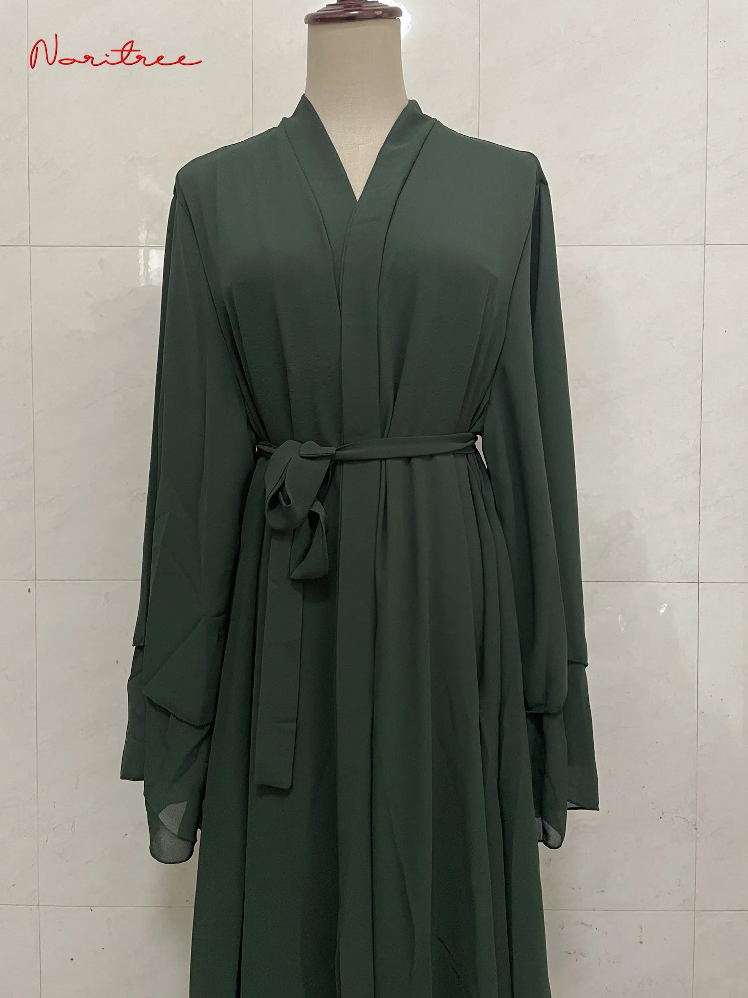 Chiffon Abaya Casual With Belt NO Scarf