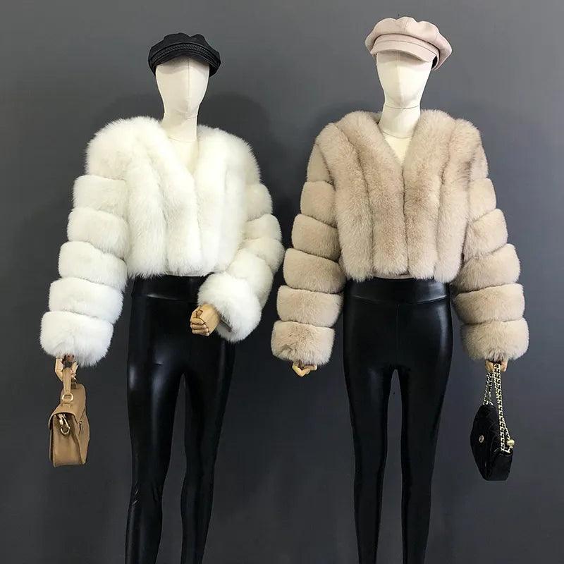 Fox Fur Jacket Short Style Clothing Full Length Sleeve Coat