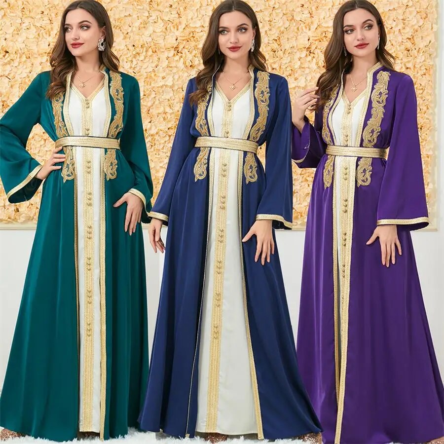 Two Piece Abaya With Long Dress Moroccan Caftan Djlabiya