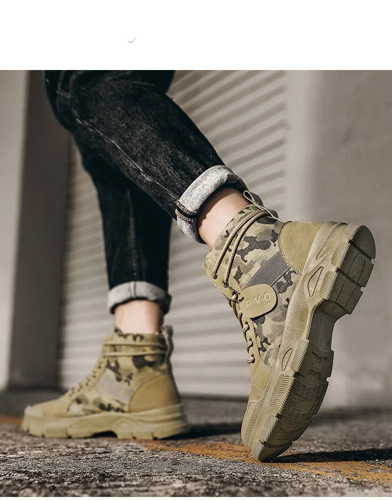 Retro Camo Casual Tough Ankle Boots Men & Women Styles Available